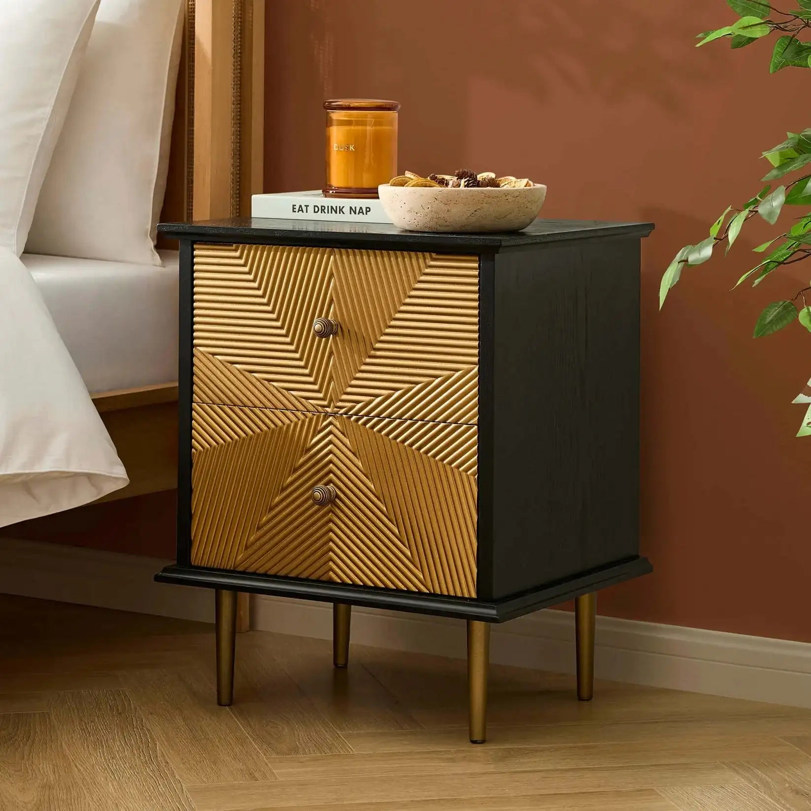 Elegant Knight Bed Side Table With Premium Wooden Finish Modern Design And Spacious Storage For Bedroom Style Comfort