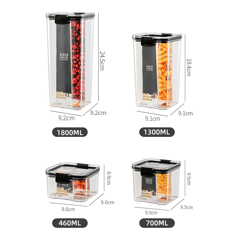 Stackable Kitchen Pantry Food Organization Containers Moisture-Proof Plastic Airtight Storage Boxes with Locking Lids