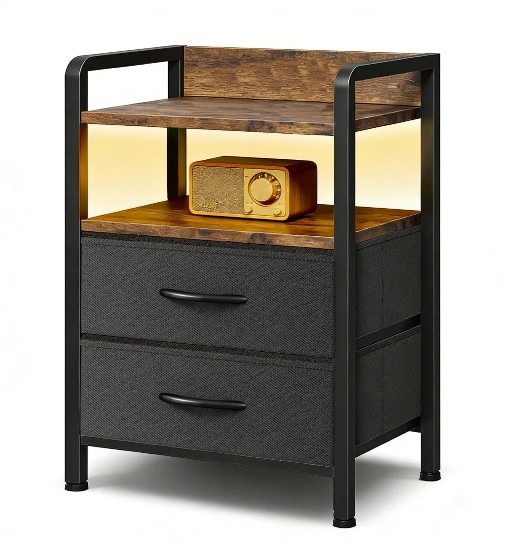 Nightstand Storage Racks Shelving Units Small 2 Drawer Dresser Bedside Table Nightstand Simple Modern Bedroom Cabinet for Home