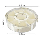 Modern Round Divided Snack Box Container with Portable Lid Handle Fresh Keeping Plastic Food Storage Tray for Snacks Beverages
