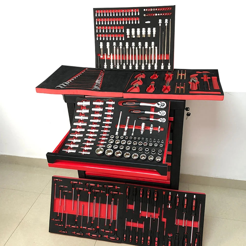 240Pcs Hot Multipurpose Car Repairing Roller Cabinet With Tools Mechanic Trolley Set