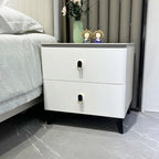 Light Luxury Nightstand with Lock Simple Modern Classic Design Drawer Storage Complete 2 Drawer Bedroom Bedside Cabinet