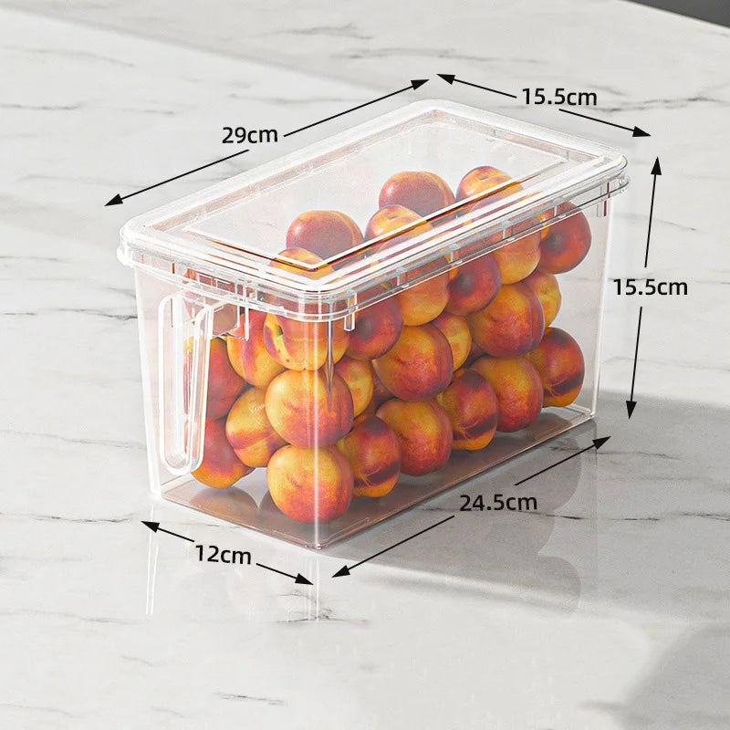 Plastic Refrigerator Organizer Food Storage Container With Lid Handle Fresh-Keeping Box Fridge Reusable Storage for Kitchen Tool