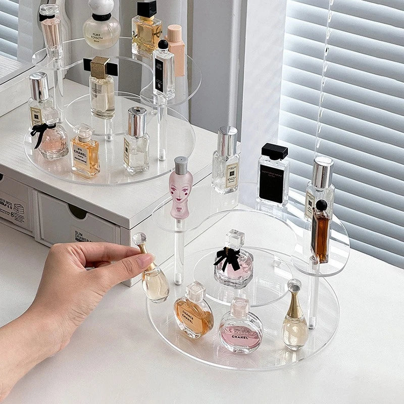 Acrylic 3-Tier Perfume Stand Organizer 4mm Display Riser for Perfume Dessert Cupcake Desktop Decoration Organize Display Stands