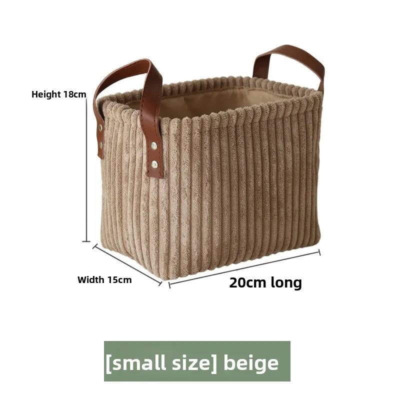 Girida Modern Rectangular Corduroy Multifunction Storage Basket with Handle Portable Desktop & Clothing Storage Set