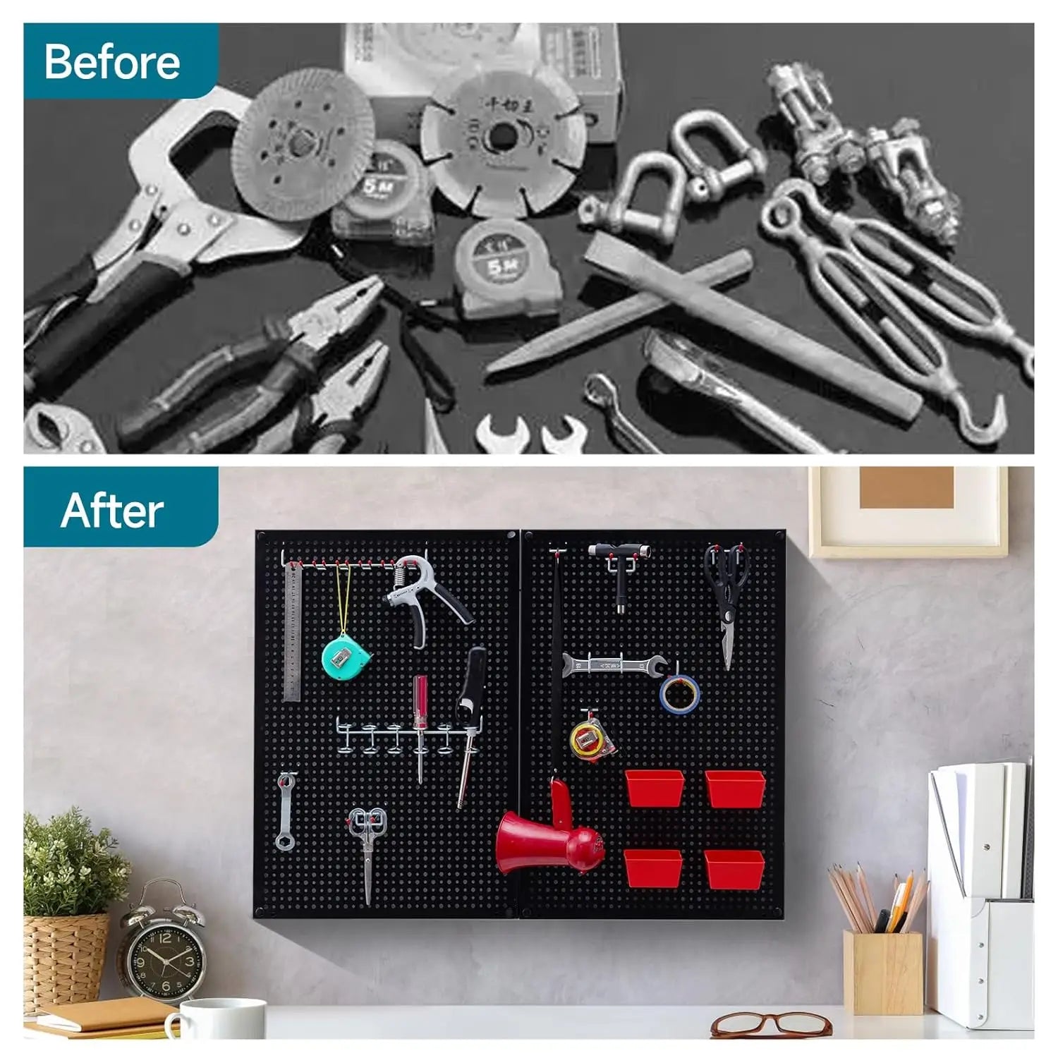 Steel Pegboard Kit with Vast Accessories for Tool Storage and Garage Organization Storage Holders & Racks