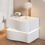 Latest Cream Smart Floating Nightstand with Sensor LED Light Modern Lamp Luxury Bedside Cabinet 2 Drawers Bedroom Furniture