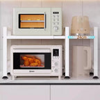 2 Tiers Multifunction Metal Kitchen Storage Stand Adjustable Microwave Oven Tray Containers for Home Organization