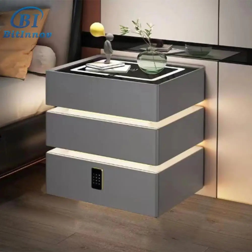 Chinese Professional Supplier Nordic Light Luxury Smart Bedside Table Nightstand Hotel Nightstands