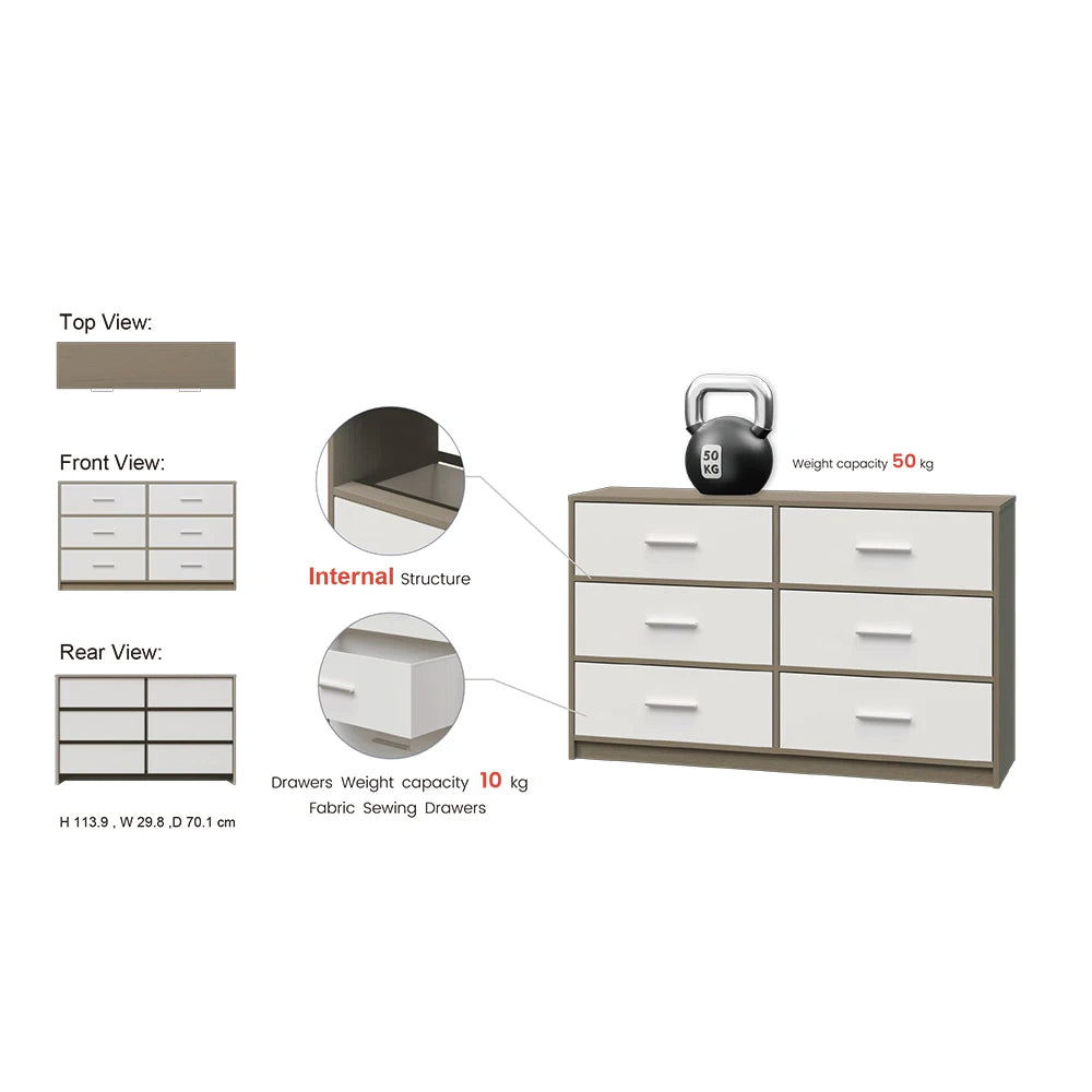 Corner Modern Nightstand with 3 Storage Dresser Drawers Bedroom Furniture