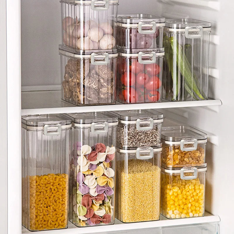 Transparent Injection Plastic Luxury Multifunction Storage Boxes High Aesthetic Fresh Keeping Jars Grains Cereals Kitchen