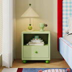 Nordic Iron Smart Nightstand Drawers Open Shelf Storage-Durable Multifunction Design for Apartment-Friendly Bedroom Small Spaces