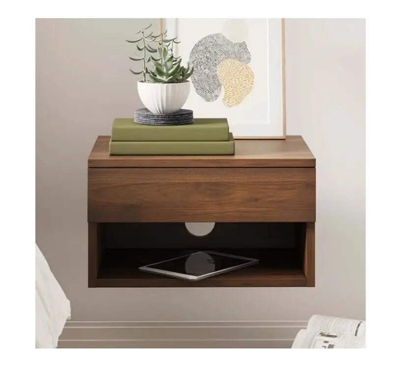 Modern Wall-Mounted Floating Nightstand for Bedroom Feature Storage Drawer and Open Shelf for Living Room Use