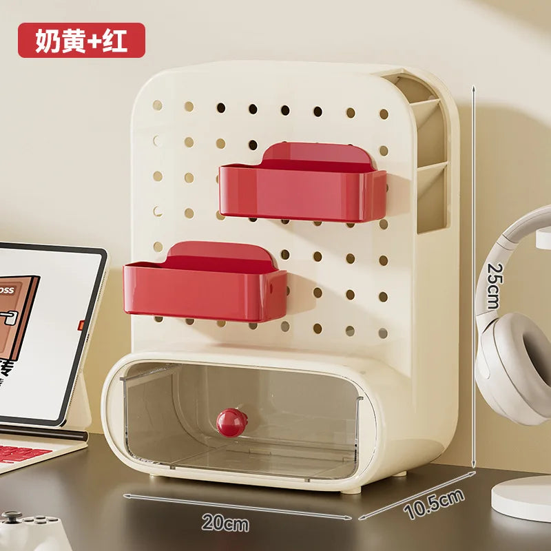 Plastic Desktop Hole Board Storage Box Drawer-Type Office & Student Desk Stationery Organizer Storage Rack