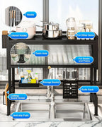 Over the Sink Dish Drying Rack Dish Drainer Racks with Dust-proof Cabinet Door Space-Saving Kitchen Organizer for Dishes