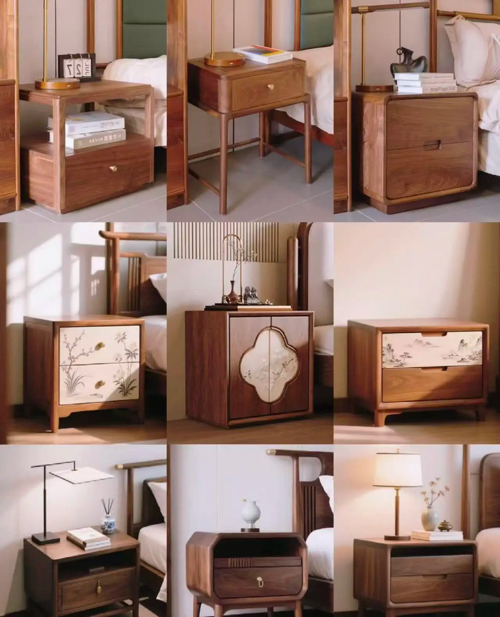 Modern Luxury Solid Wood Japanese/Northern European Bedside Nightstand Multi-Drawer Eco-Friendly Durable Adjustable Storage Oak