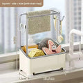 Kitchen Cloth and Towel Drying Rack Punch-free Wall-mounted Storage with Dishcloth Tray and Sink Storage