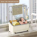 Kitchen Cloth and Towel Drying Rack Punch-free Wall-mounted Storage with Dishcloth Tray and Sink Storage