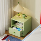 Modern Iron Smart Nightstand with Drawers & Open Shelf Storage-Durable Multifunction Design for Apartment Bedroom and Home Use