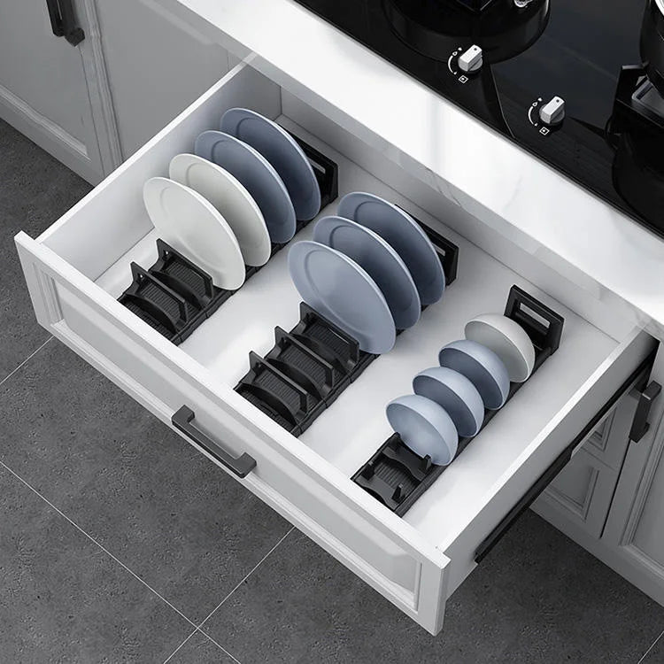Desktop Dining Plate Tableware Drawer Dish Drainage Bowl Storage Rack for Kitchen Nail Free Storage Shelf