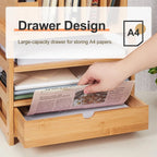 Modern Multi-layer Bamboo Desk Organizer with Drawers and Document Holder for Home or Office-Wholesale