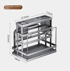 Multi-purpose Double Tier Wall-Mounted Kitchen Storage Cage Carbon Steel Knife & Cutting Board Rack Modern Multi-functional