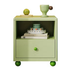 Nordic Iron Smart Nightstand Drawers Open Shelf Storage-Durable Multifunction Design for Apartment-Friendly Bedroom Small Spaces