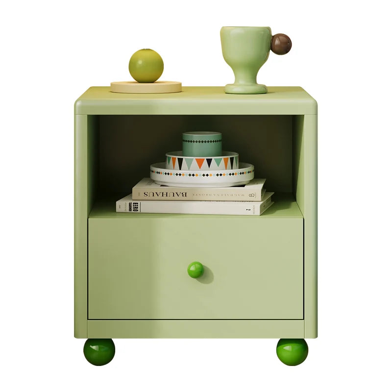 Modern Iron Smart Nightstand with Drawers & Open Shelf Storage-Durable Multifunction Design for Apartment Bedroom and Home Use