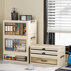 Desk Organizer, Plastic Desktop Organizer with Pencil Holder and Sticky Note Tray, Office Stationery Supplies Organizers