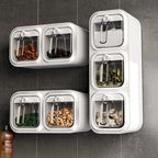 Modern Square PP Seasoning Box Injection-Molded Wall-mounted Storage Food Bottles Jars Set 1-3L Capacity Multifunction Design