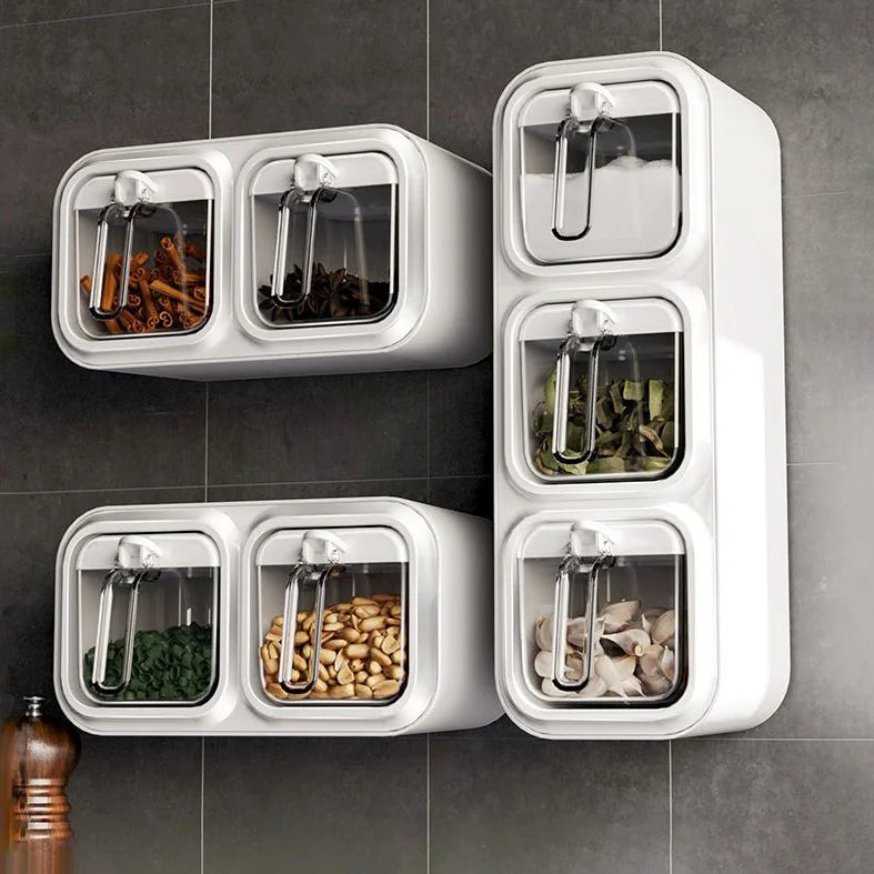 Modern Square PP Seasoning Box Injection-Molded Wall-mounted Storage Food Bottles Jars Set 1-3L Capacity Multifunction Design