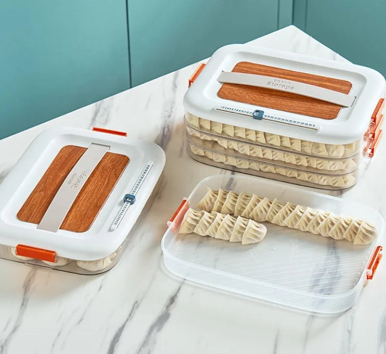 Dumpling Plastic Kitchen Storage Box Refrigerator Freezing 3 Layer Frozen Box Crisper Food Grade Stackable Food Containers
