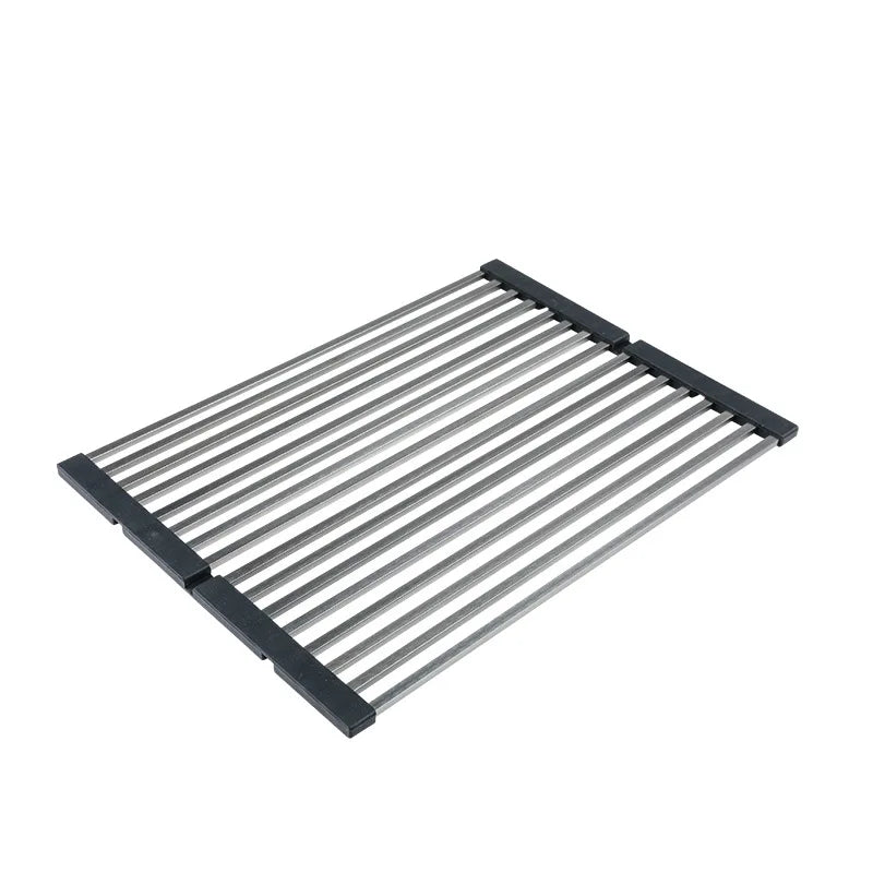 High Quality Multifunction Stainless Steel Roll up Silicone Dish Drying Rack Kitchen Storage Holder & Rack