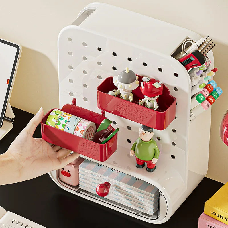 Plastic Desktop Hole Board Storage Box Drawer-Type Office & Student Desk Stationery Organizer Storage Rack