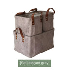 Girida Modern Rectangular Corduroy Multifunction Storage Basket with Handle Portable Desktop & Clothing Storage Set