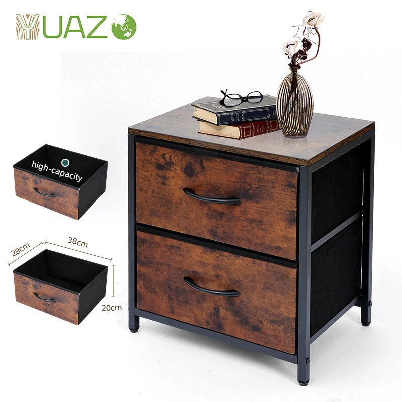 Hot Selling Modern Bedside Table with Country Brown Wood Grain Print 2 Drawers for Dining Home Use for Bedroom and Living Room