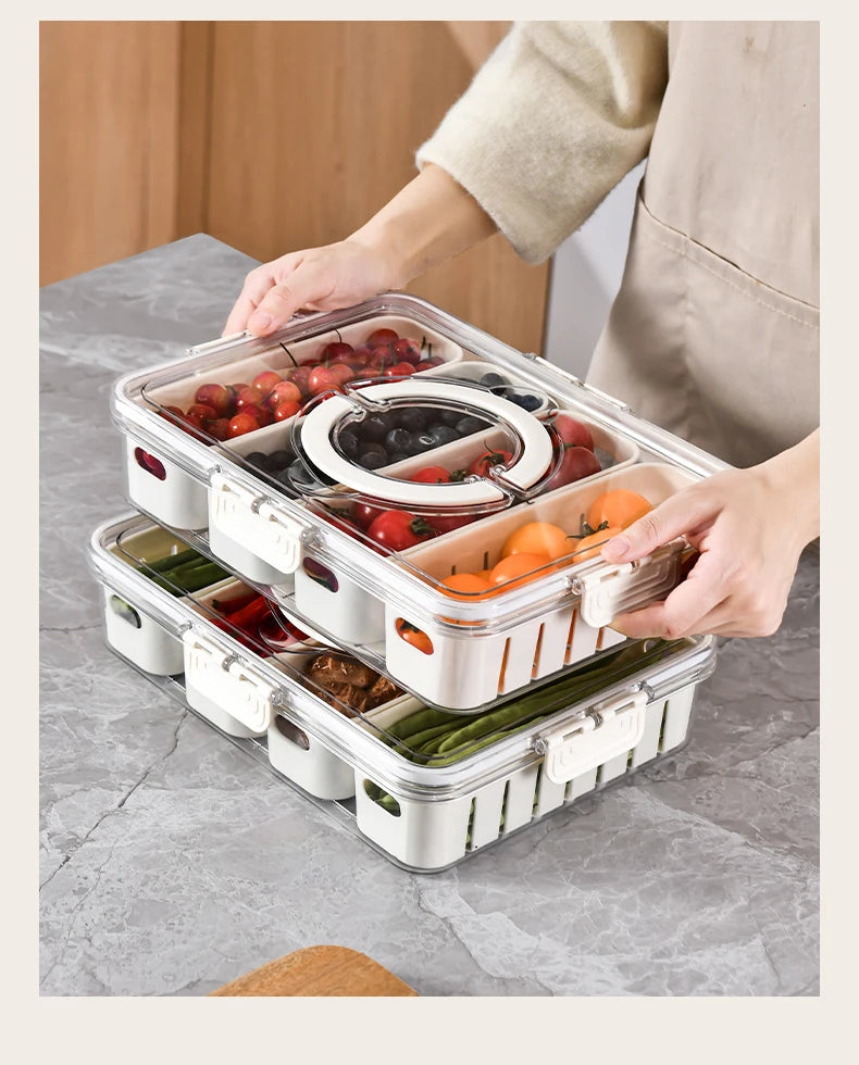 Refrigerator Rectangle Fruit & Vegetable Fresh Preservation Plastic Food Storage Boxes Multifunction Design for Kitchen Use