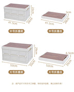 Foldable Plastic Storage Box Stackable Kitchen Tools for Camping Home Car Storage With Wooden Lid Cover