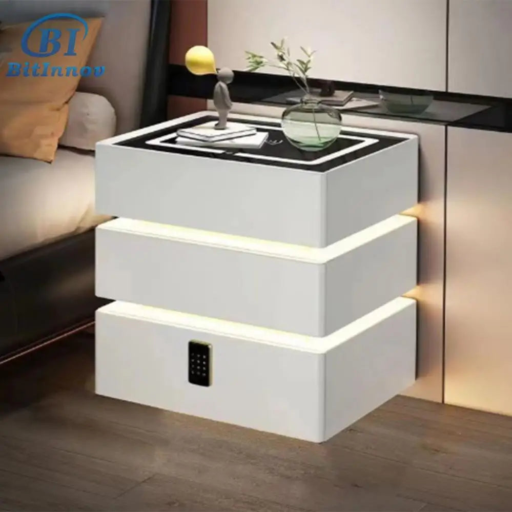 Chinese Professional Supplier Nordic Light Luxury Smart Bedside Table Nightstand Hotel Nightstands
