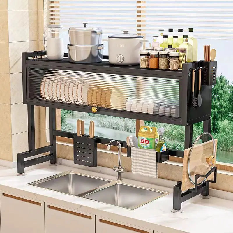 Kitchen Storage Rack Sinkescurridor De Platos Iron Storage Holders & Racks Countertop Pool Cupboard Multi-functional Metal