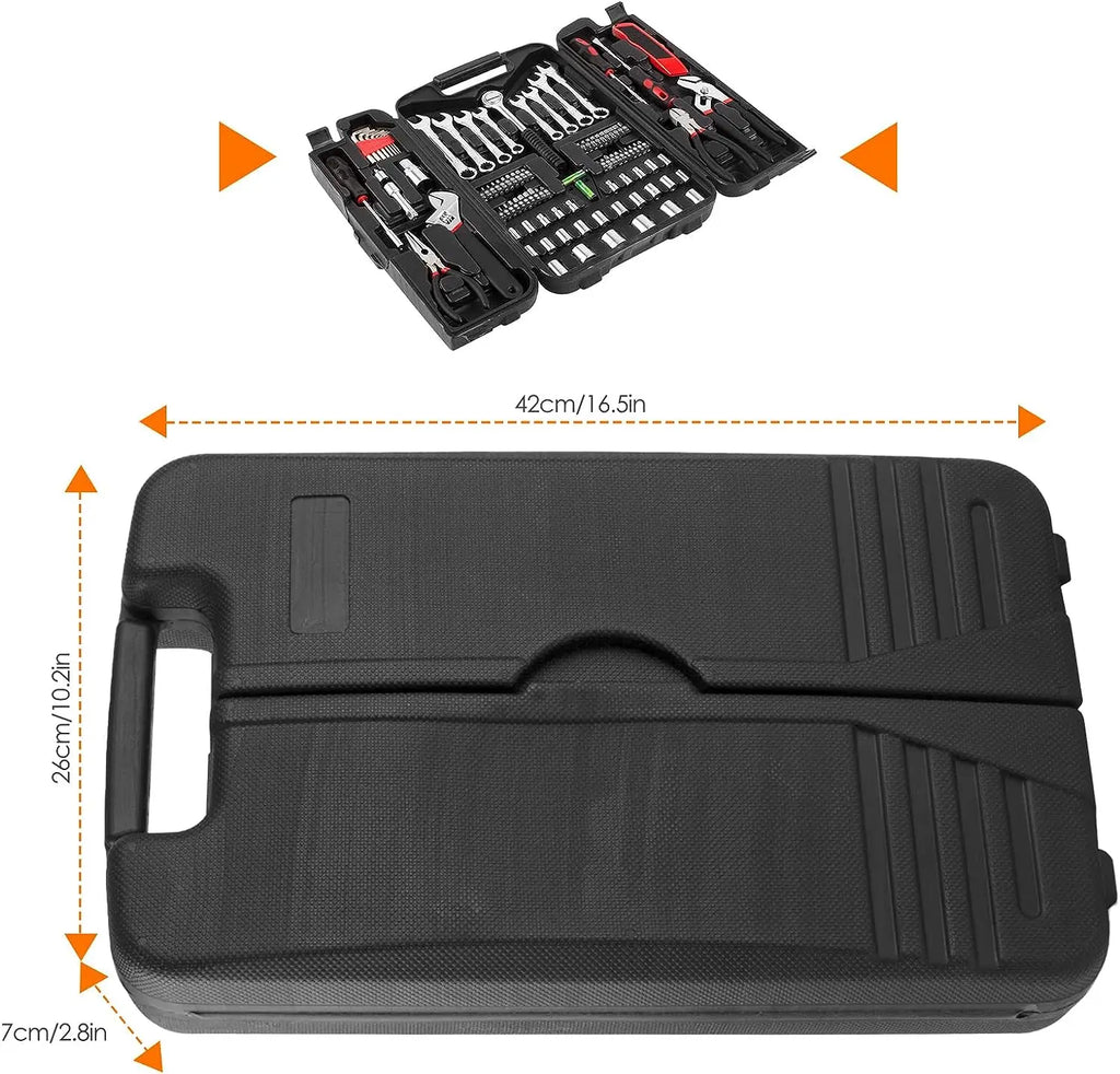 Auto Repair Mechanics Tool Set CRV 95-Piece Multifunctional Portable Tool Kit Plastic Toolbox for House Apartment Garage