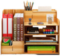 Creative Wooden Desktop Organizer Box Office Supplies File Organizer Book Storage Rack Portable Desktop Tidy