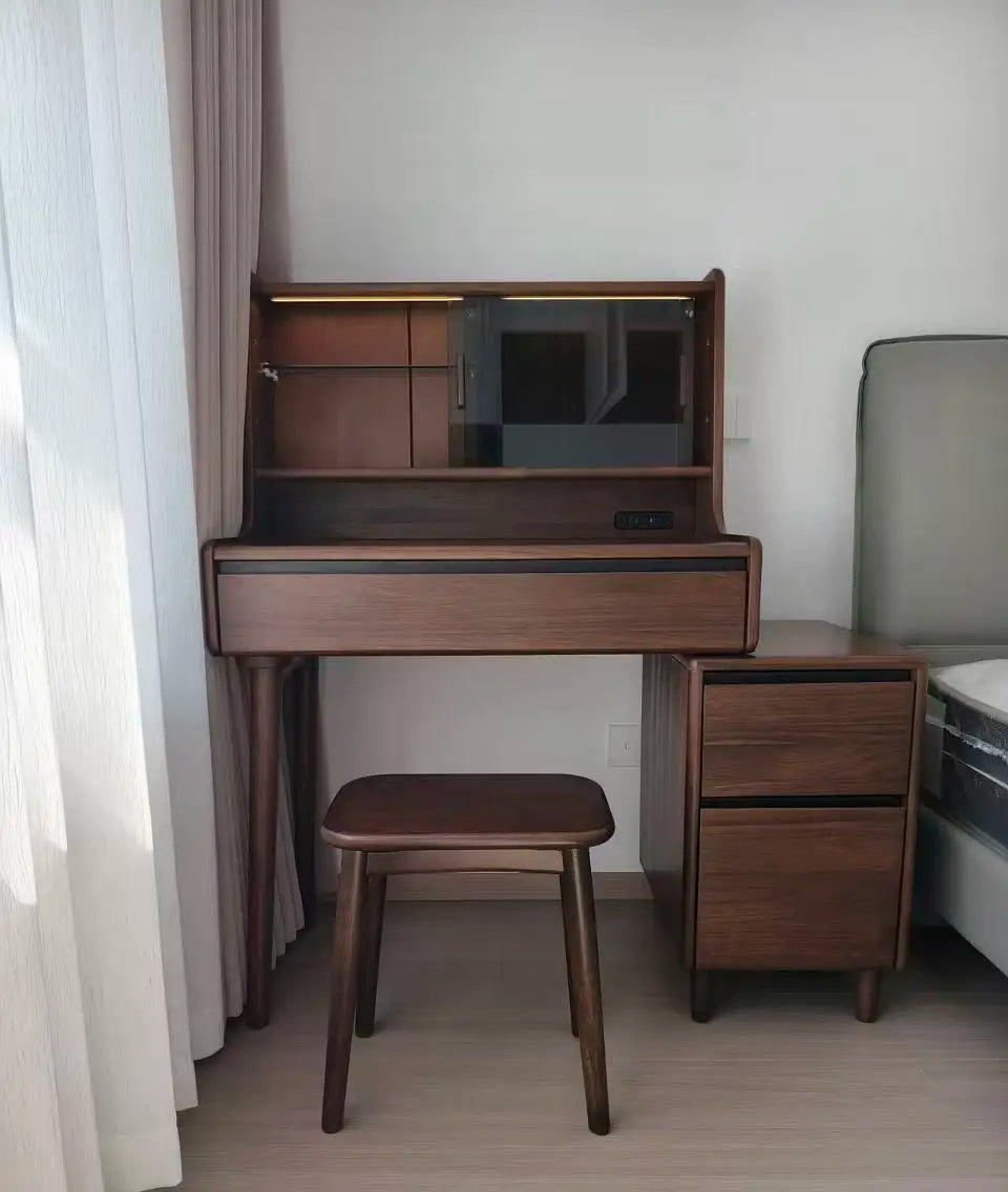 Modern Luxury Solid Wood Japanese/Northern European Bedside Nightstand Multi-Drawer Eco-Friendly Durable Adjustable Storage Oak