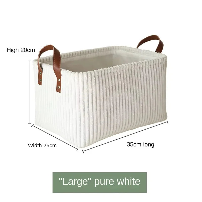 Girida Modern Rectangular Corduroy Multifunction Storage Basket with Handle Portable Desktop & Clothing Storage Set