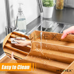 Homex| Ready to Ship Natural Bamboo Drawer Organizer Cutlery Storage Tray Kitchen Cutlery Organizer with Knife Holder