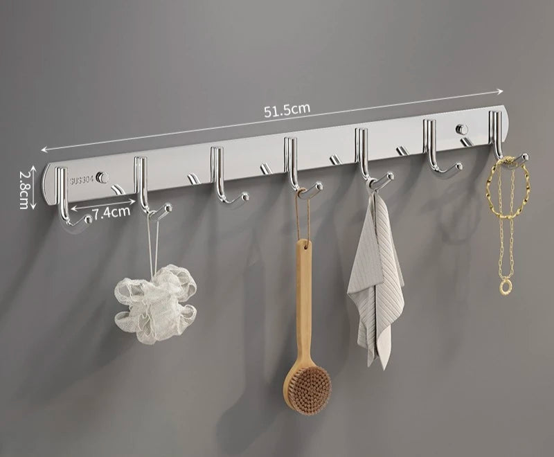 HUOLI Black 304 Stainless Steel Wall-Mounted Hooks - Modern Bathroom & Kitchen Storage, Hotel Bathroom Accessories Low Price