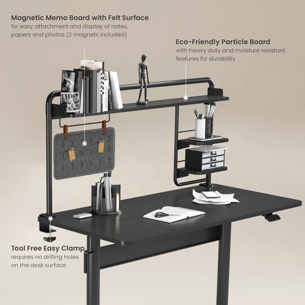STB-201 Clamp on Desktop Organizer Storage Shelf Rack Display Home Office Desk Organizer Shelves
