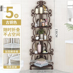 Bathroom Bedroom Kitchen Metal Multi-Layer Storage Rack Shelf Home Floor-Standing Triangle Design Storage Kitchen Organizer