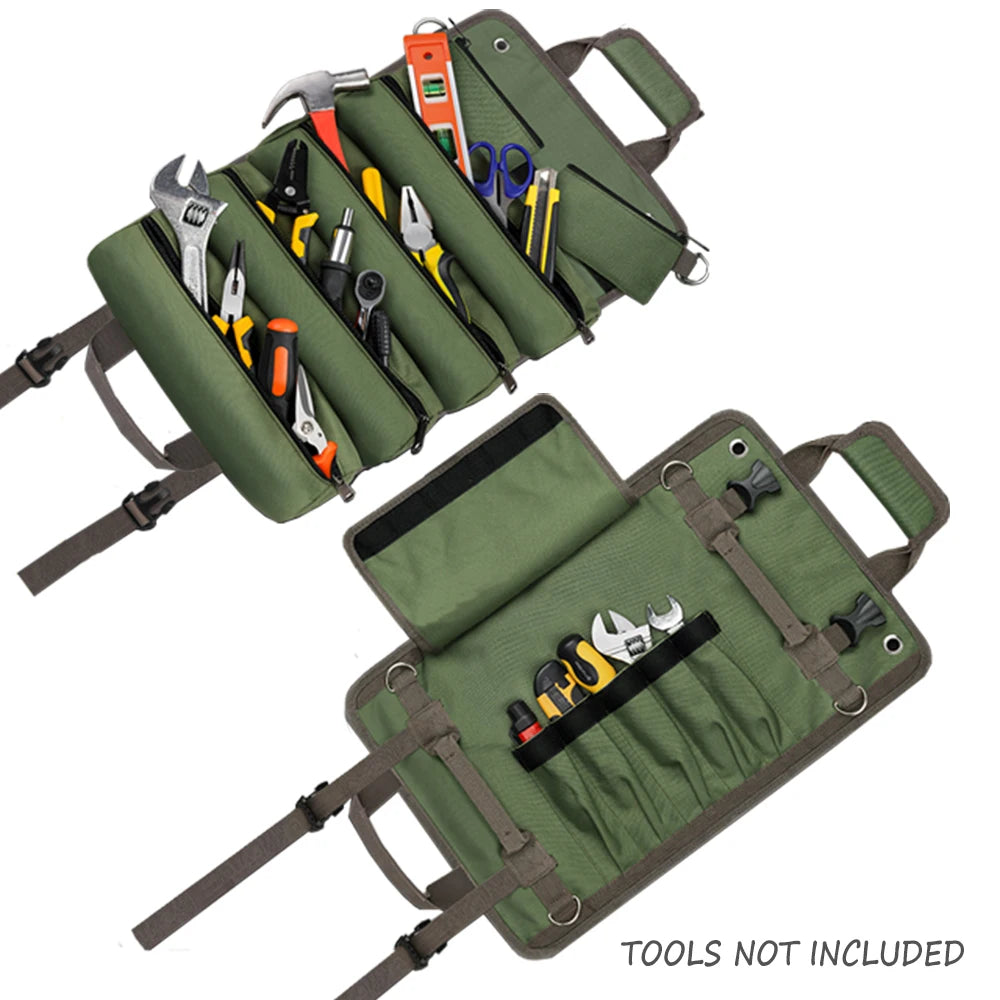 Tool Organizers Small Tool Bag Detachable Pouches Rolling up Tool Bag