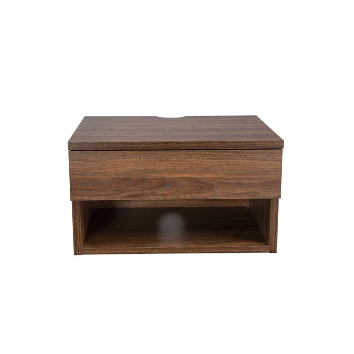 Modern Wall-Mounted Floating Nightstand for Bedroom Feature Storage Drawer and Open Shelf for Living Room Use